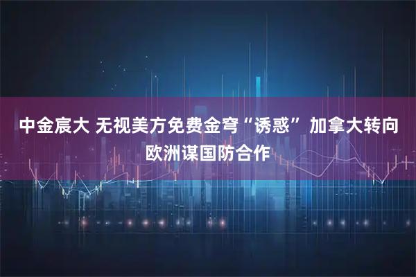 中金宸大 无视美方免费金穹“诱惑” 加拿大转向欧洲谋国防合作